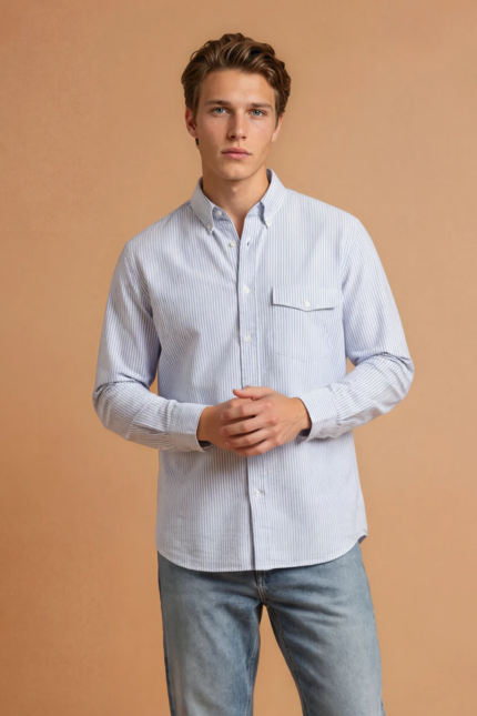 Oxford Stripe Shirt with Pocket